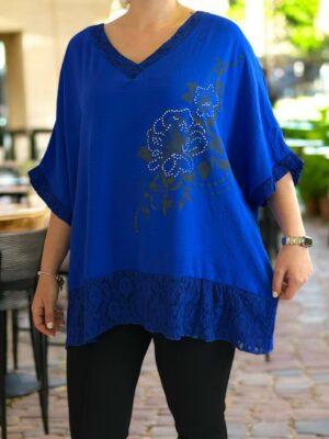 Delicate μπλούζα με floral μοτίβο και lace τελείωμα