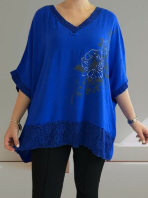 Delicate μπλούζα με floral μοτίβο και lace τελείωμα