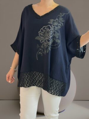 Delicate μπλούζα με floral μοτίβο και lace τελείωμα