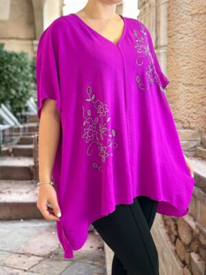 Floral strass μπλούζα με μύτες