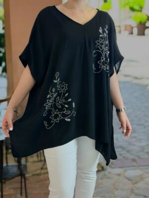 Floral strass μπλούζα με μύτες