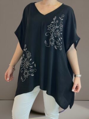 Floral strass μπλούζα με μύτες