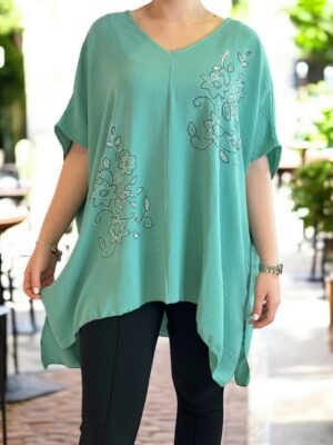 Floral strass μπλούζα με μύτες