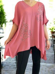 Floral strass μπλούζα με μύτες