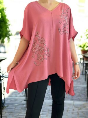 Floral strass μπλούζα με μύτες