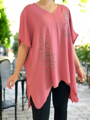 Floral strass μπλούζα με μύτες