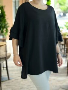 Κομψή μπλούζα με βολάν μανίκια