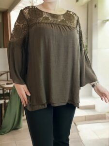 Luxury πουκάμισο με lace λεπτομέρεια