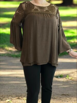 Luxury πουκάμισο με lace λεπτομέρεια