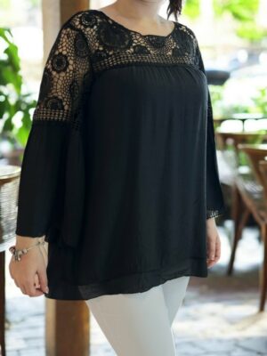 Luxury πουκάμισο με lace λεπτομέρεια