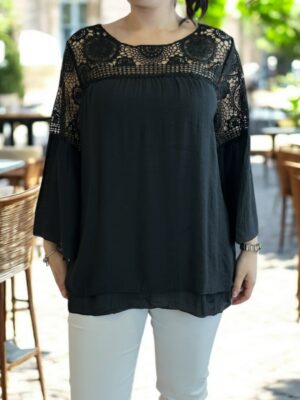 Luxury πουκάμισο με lace λεπτομέρεια