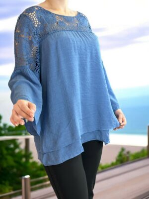 Luxury πουκάμισο με lace λεπτομέρεια