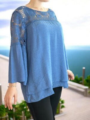 Luxury πουκάμισο με lace λεπτομέρεια