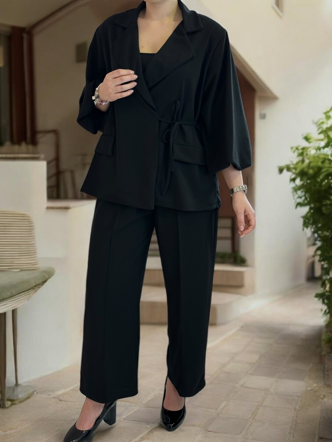 Power suit με balloon μανίκια