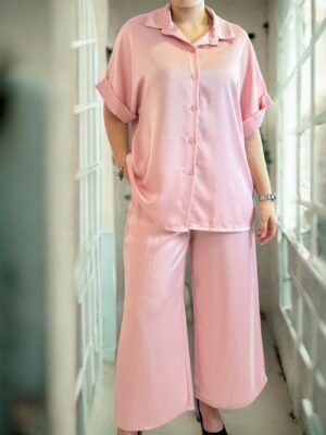 Ροζ σετ με πουκάμισο