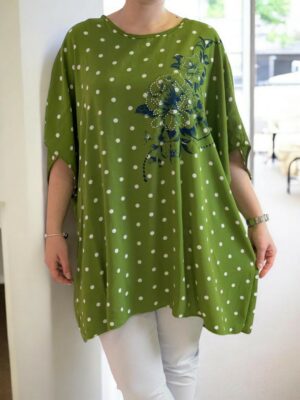 Must-have polka dot μπλούζα με floral detail