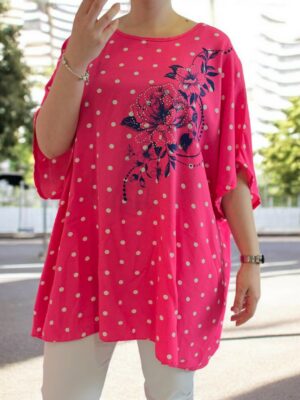 Must-have polka dot μπλούζα με floral detail