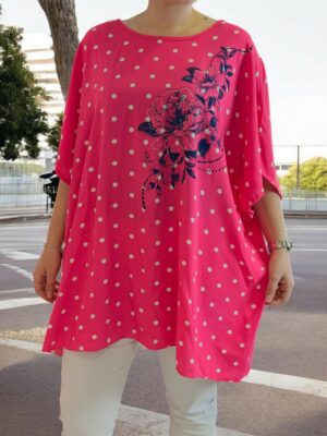 Must-have polka dot μπλούζα με floral detail