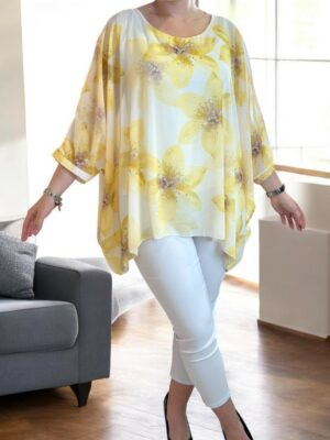 Αέρινη μπλούζα μουσελίνα με λουλουδάτο σχέδιο