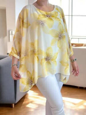 Αέρινη μπλούζα μουσελίνα με λουλουδάτο σχέδιο