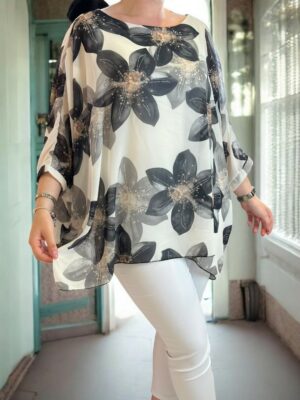 Αέρινη μπλούζα μουσελίνα με λουλουδάτο σχέδιο