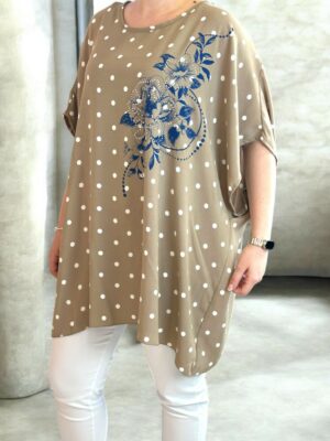 Must-have polka dot μπλούζα με floral detail