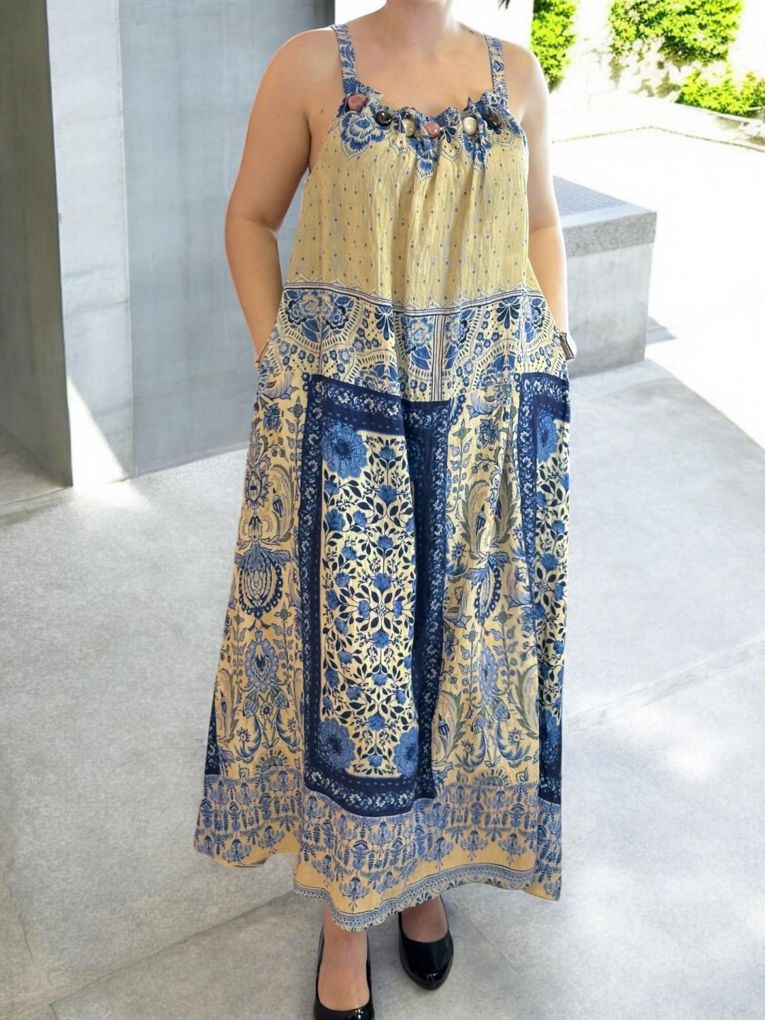 Αέρινο boho φόρεμα με τιράντες