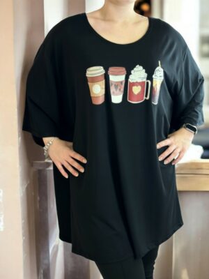 Μπλουζοφόρεμα με χαρούμενο σχέδιο καφέδων