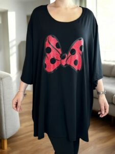 Μπλουζοφόρεμα με girly κορδέλα στάμπα