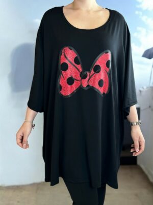 Μπλουζοφόρεμα με girly κορδέλα στάμπα