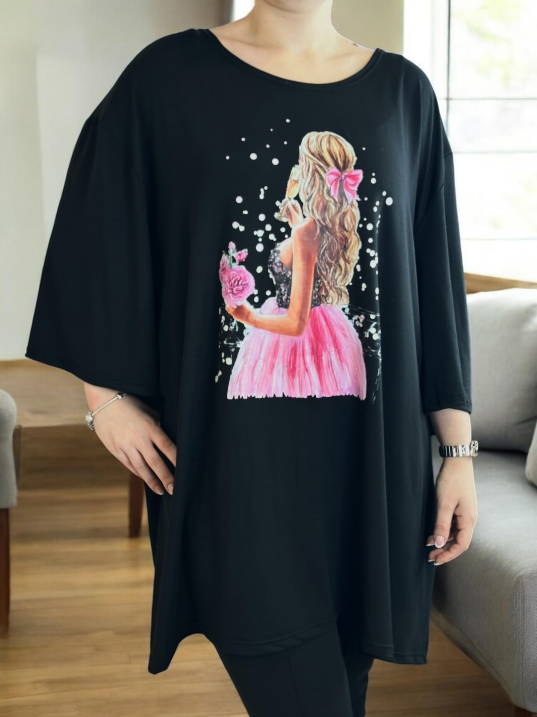 Μπλουζοφόρεμα με ρομαντική στάμπα πριγκίπισσα