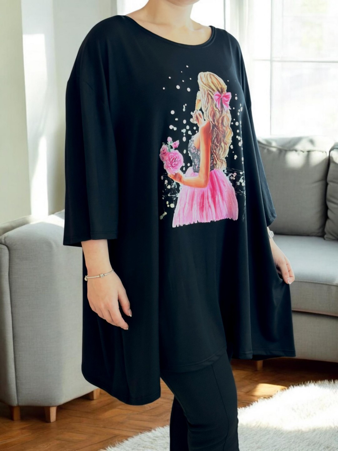 Μπλουζοφόρεμα με ρομαντική στάμπα πριγκίπισσα