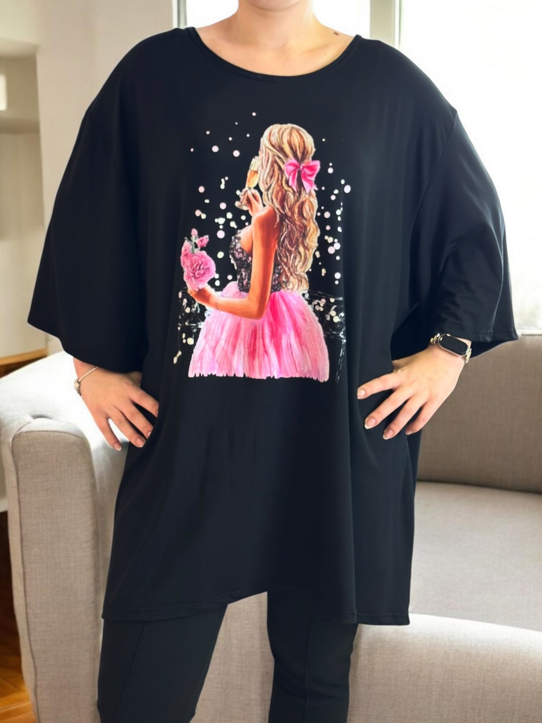 Μπλουζοφόρεμα με ρομαντική στάμπα πριγκίπισσα