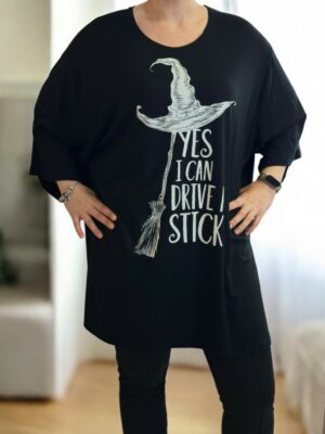 Μαύρο μπλουζοφόρεμα με εντυπωσιακή στάμπα μάγισσα