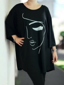 Μπλουζοφόρεμα με εντυπωσιακό σχέδιο προσώπου