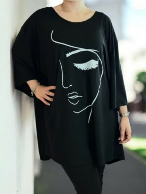 Μπλουζοφόρεμα με εντυπωσιακό σχέδιο προσώπου