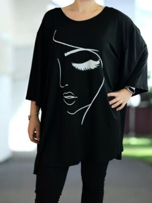 Μπλουζοφόρεμα με εντυπωσιακό σχέδιο προσώπου