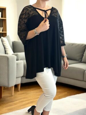 Luxury stretch μπλούζα με ρομαντική δαντέλα