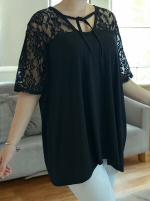 Luxury stretch μπλούζα με ρομαντική δαντέλα