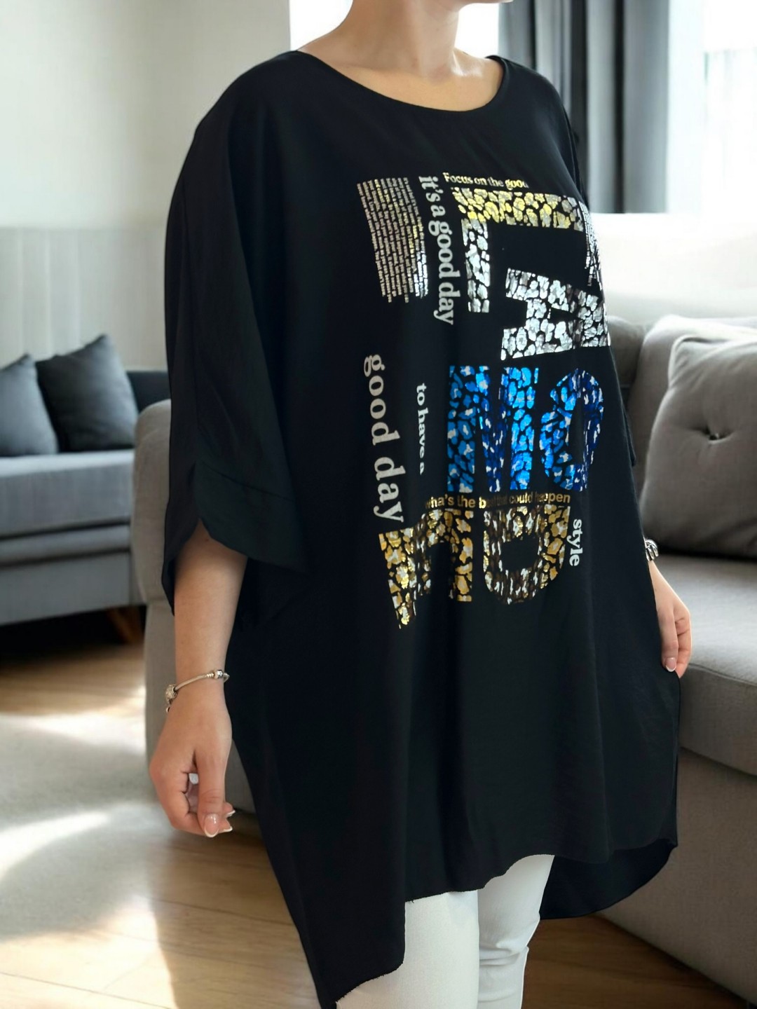 Chic μπλουζοφόρεμα με silver print & colorful design