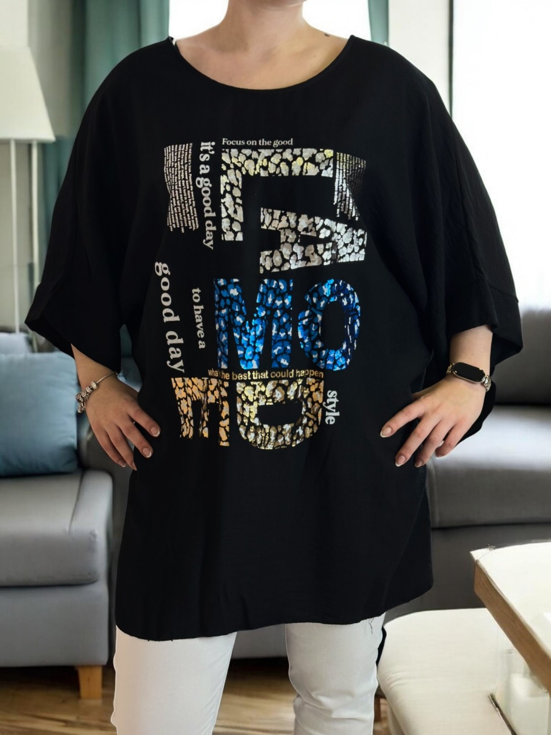 Chic μπλουζοφόρεμα με silver print & colorful design