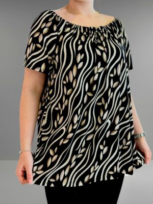 Μπλούζα με λάστιχο στους ώμους και άνετη εφαρμογή