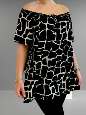 Μπλούζα με λάστιχο στους ώμους και άνετη εφαρμογή