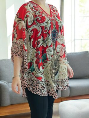 Αέρινη μπλούζα μουσελίνα με στρας