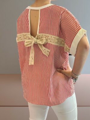 Εlegant ριγέ μπλούζα με φίνα κορδέλα στην πλάτη
