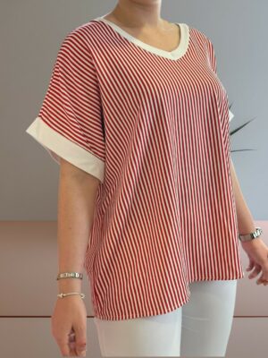 Εlegant ριγέ μπλούζα με φίνα κορδέλα στην πλάτη