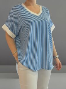 Εlegant ριγέ μπλούζα με φίνα κορδέλα στην πλάτη