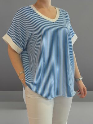 Εlegant ριγέ μπλούζα με φίνα κορδέλα στην πλάτη