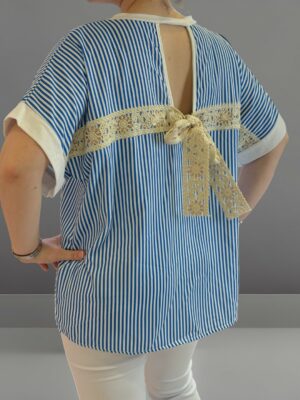 Εlegant ριγέ μπλούζα με φίνα κορδέλα στην πλάτη