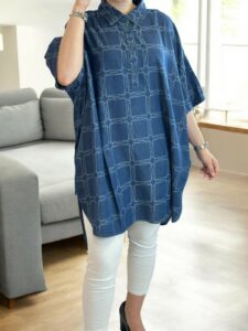 Denim πουκάμισο μακρύ για καθημερινό στυλ